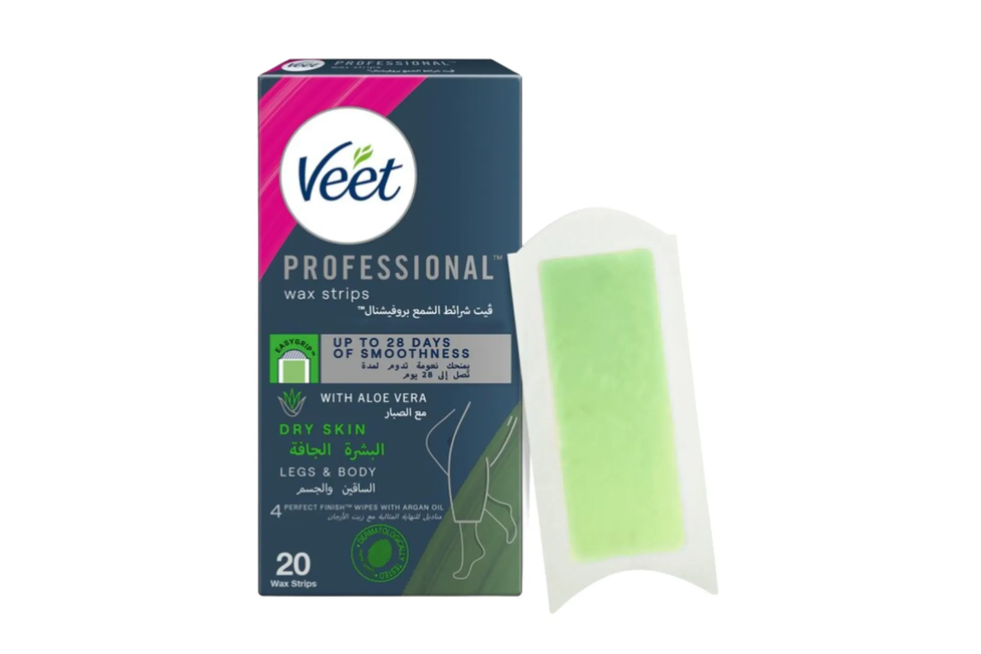 [200] Veet Professional Wax Strips Dry Skin With Aloe Vera Legs & Body