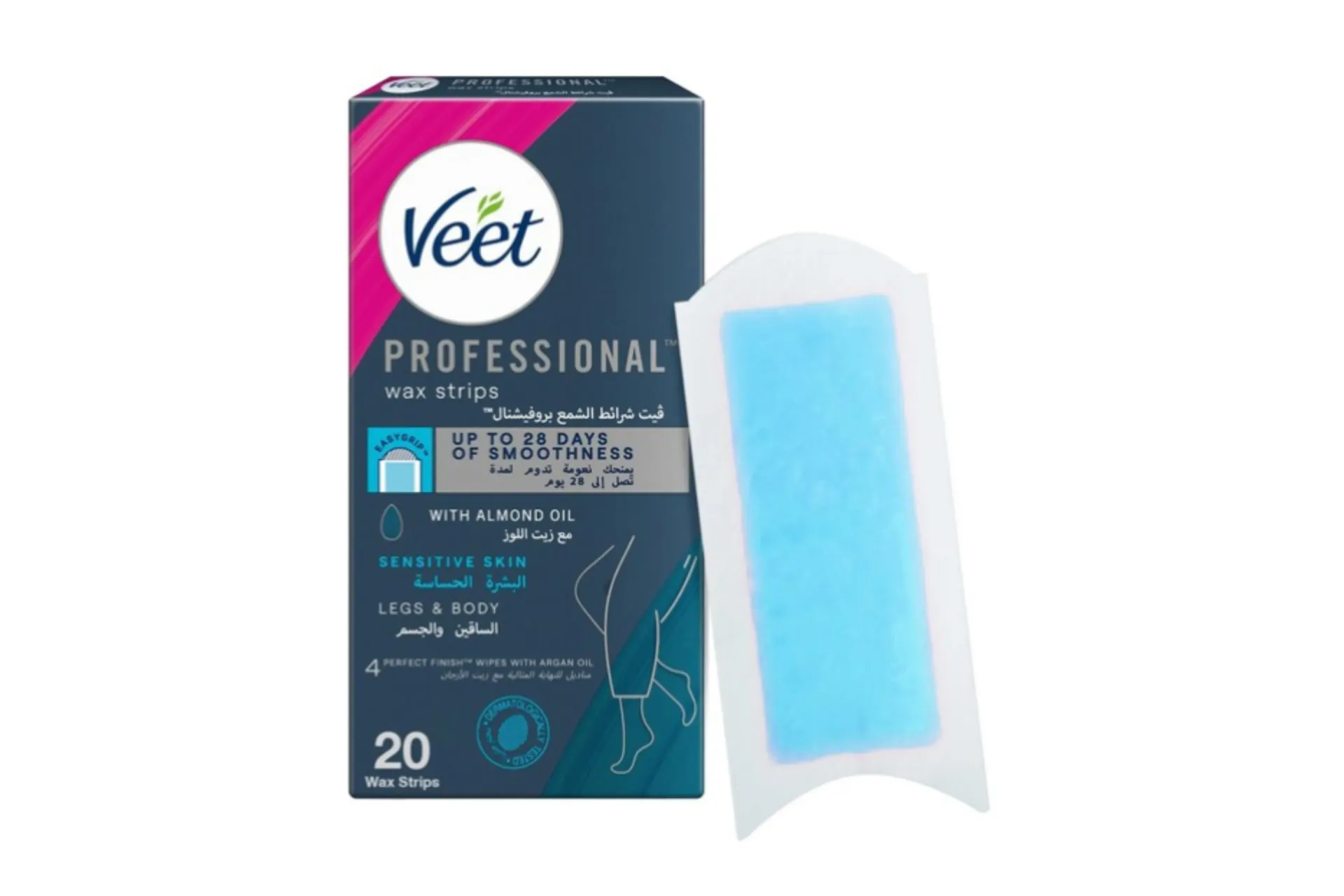 Veet Professional Wax Strips Sensitive Skin With Almond Oil Legs & Body