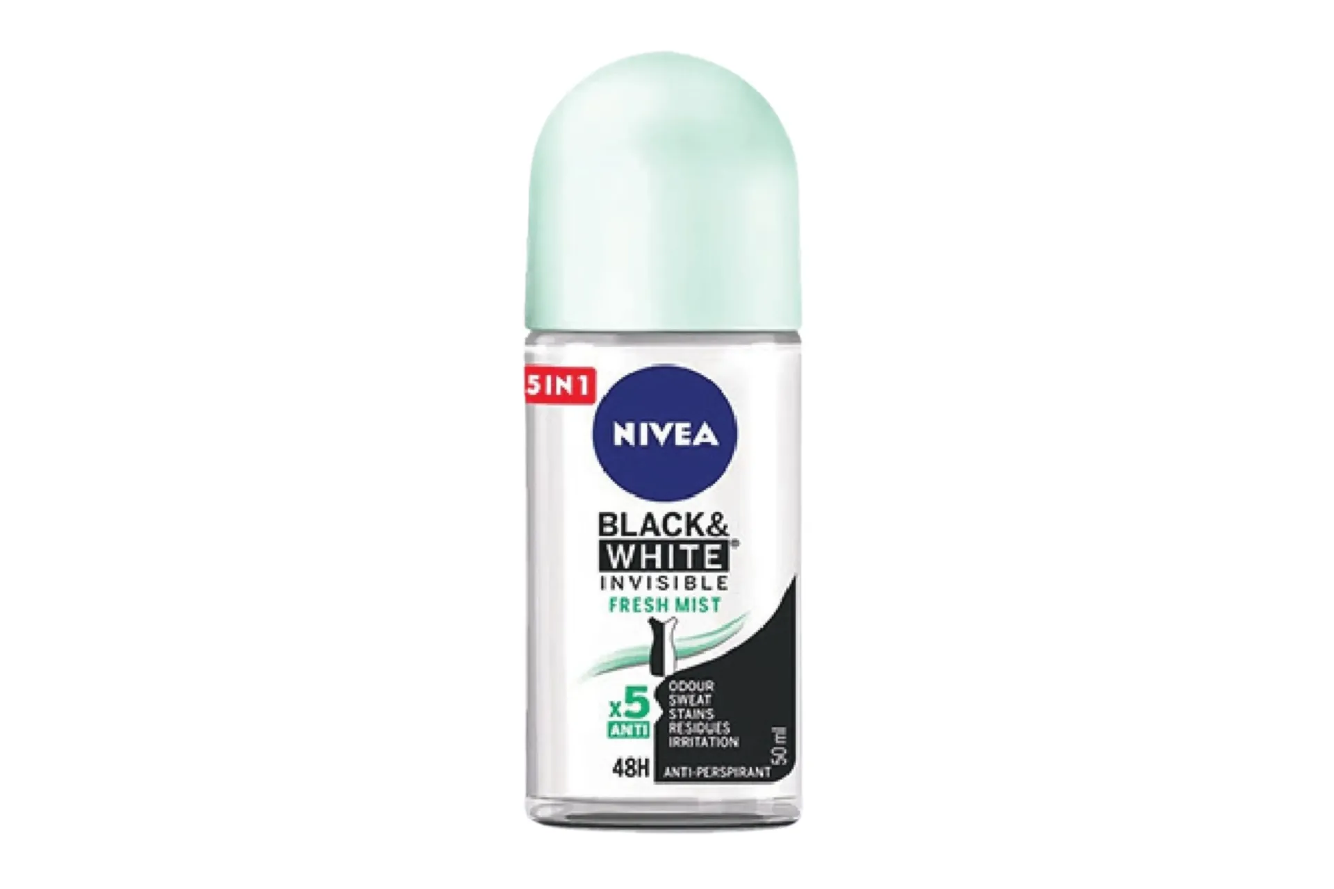 Nivea Black & White Invisible 5-in-1 Roll-On Deodorant 50ml