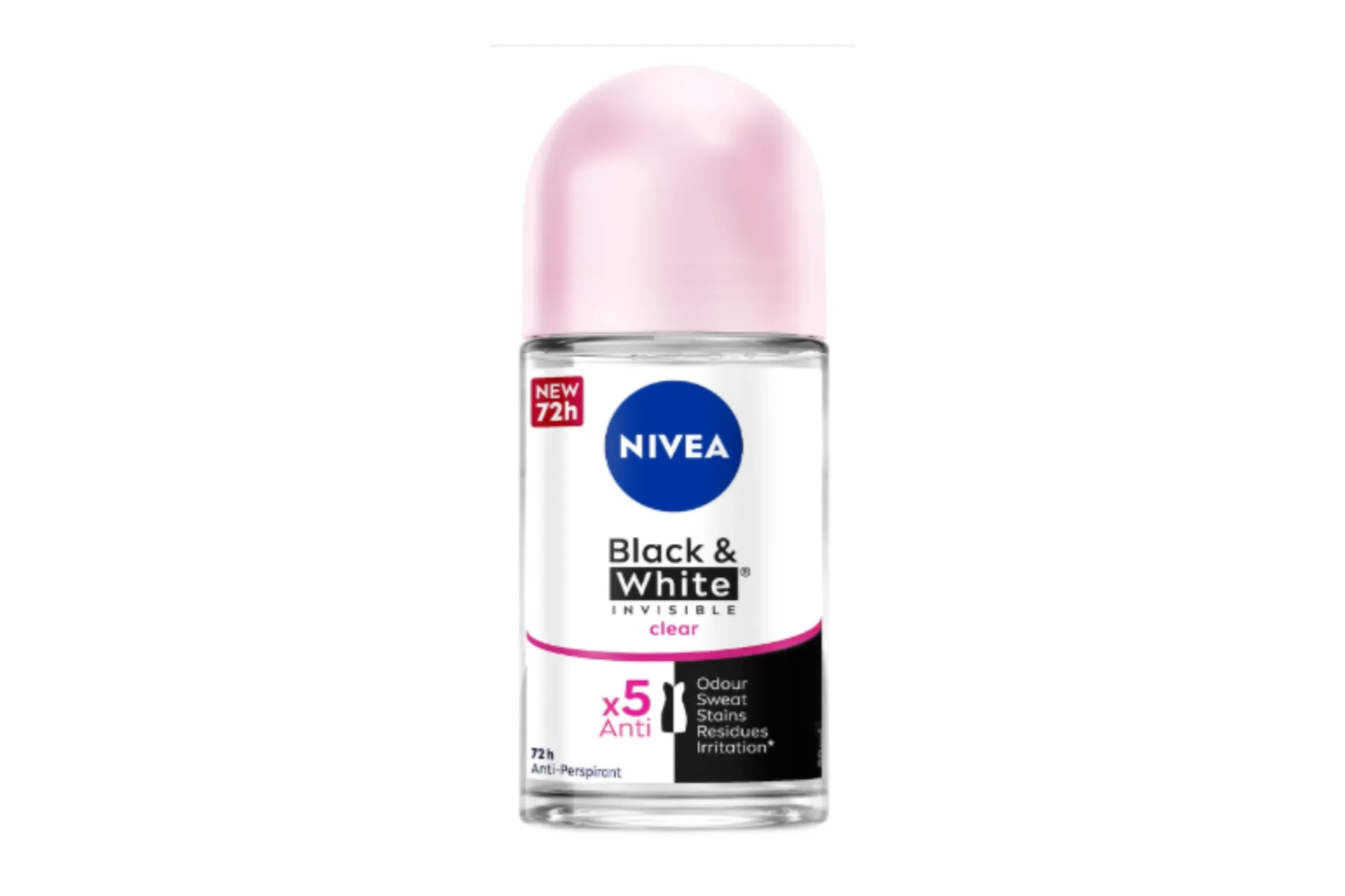 Nivea Black & White Invisible Clear x5 Roll-On Deodorant 50ml
